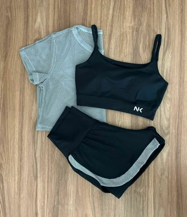 Conjunto 3 Peças Short Duplo + Cropped e Top - Frete Grátis 2