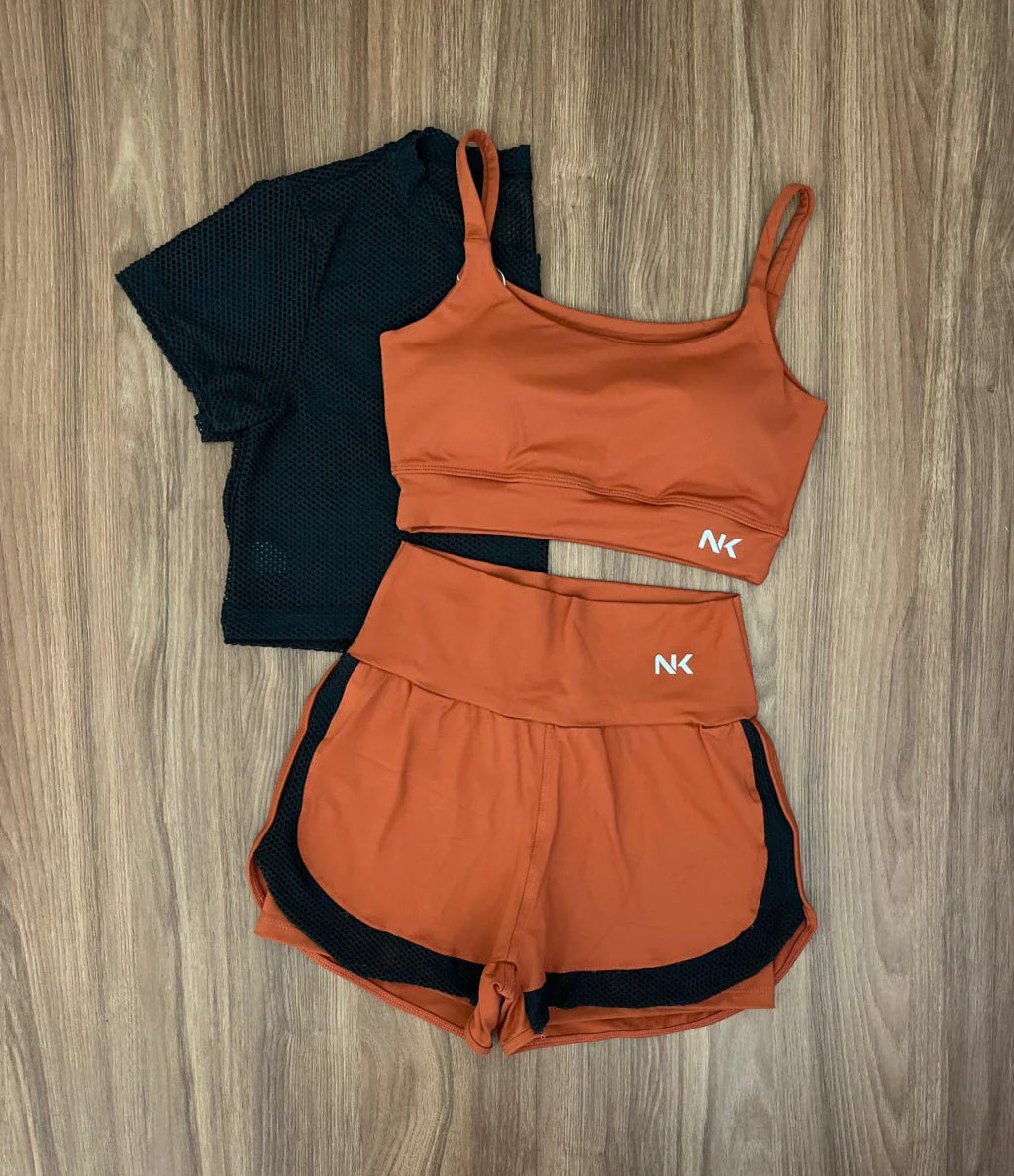 Conjunto 3 Peças Short Duplo + Cropped e Top - Frete Grátis 2