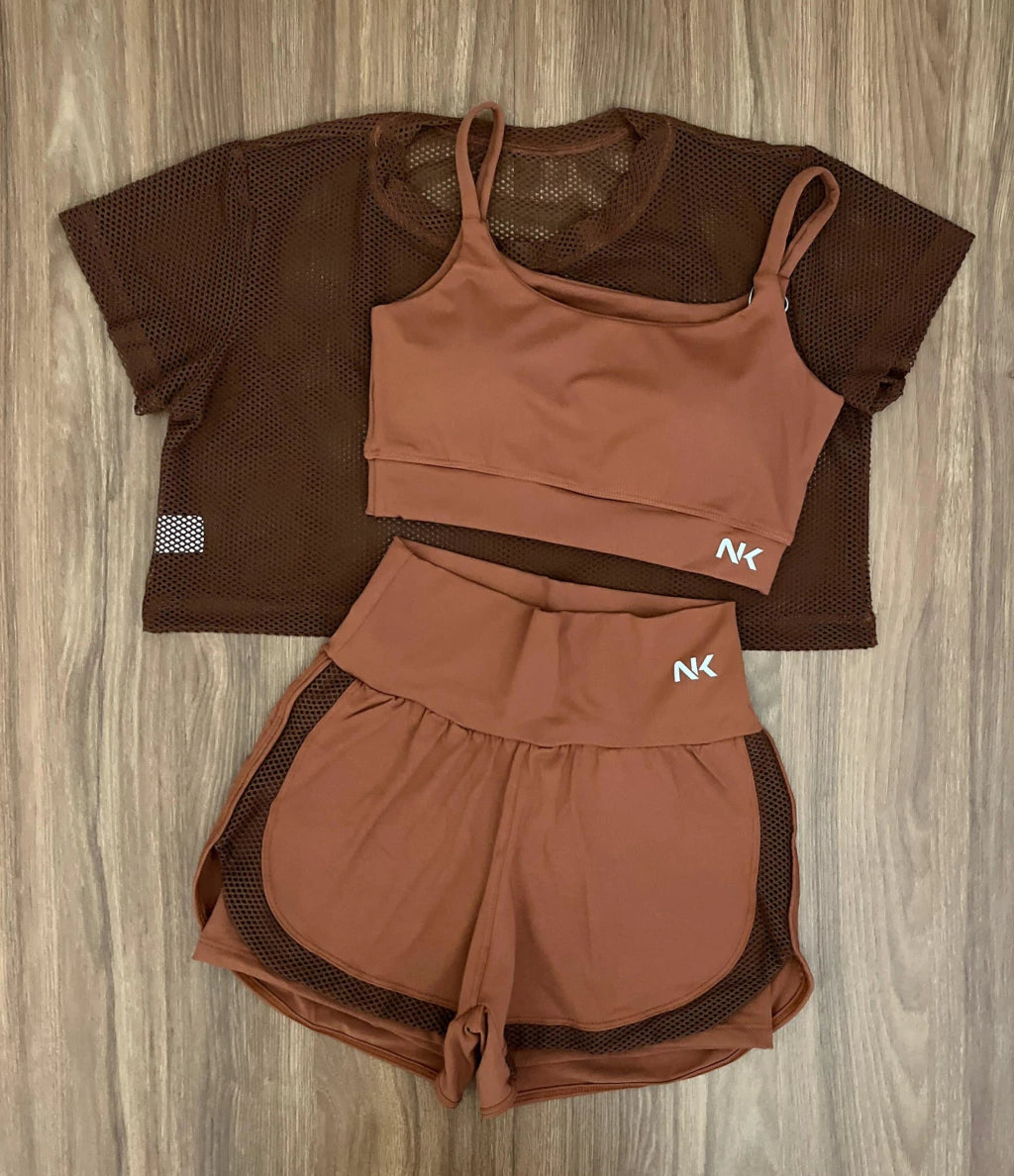 Conjunto 3 Peças Short Duplo + Cropped e Top - Frete Grátis 2