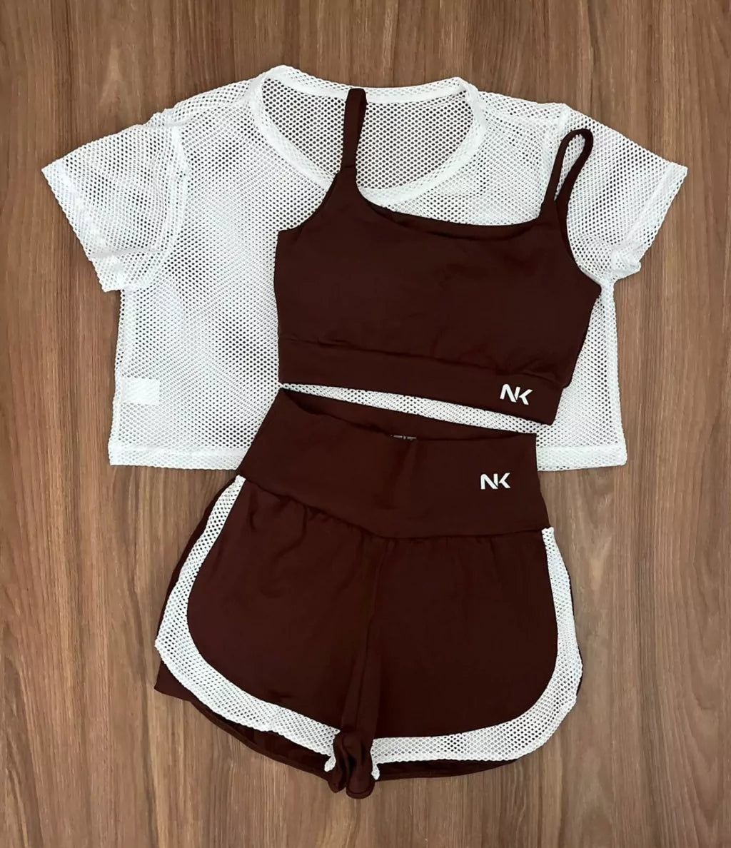 Conjunto 3 Peças Short Duplo + Cropped e Top - Frete Grátis 2
