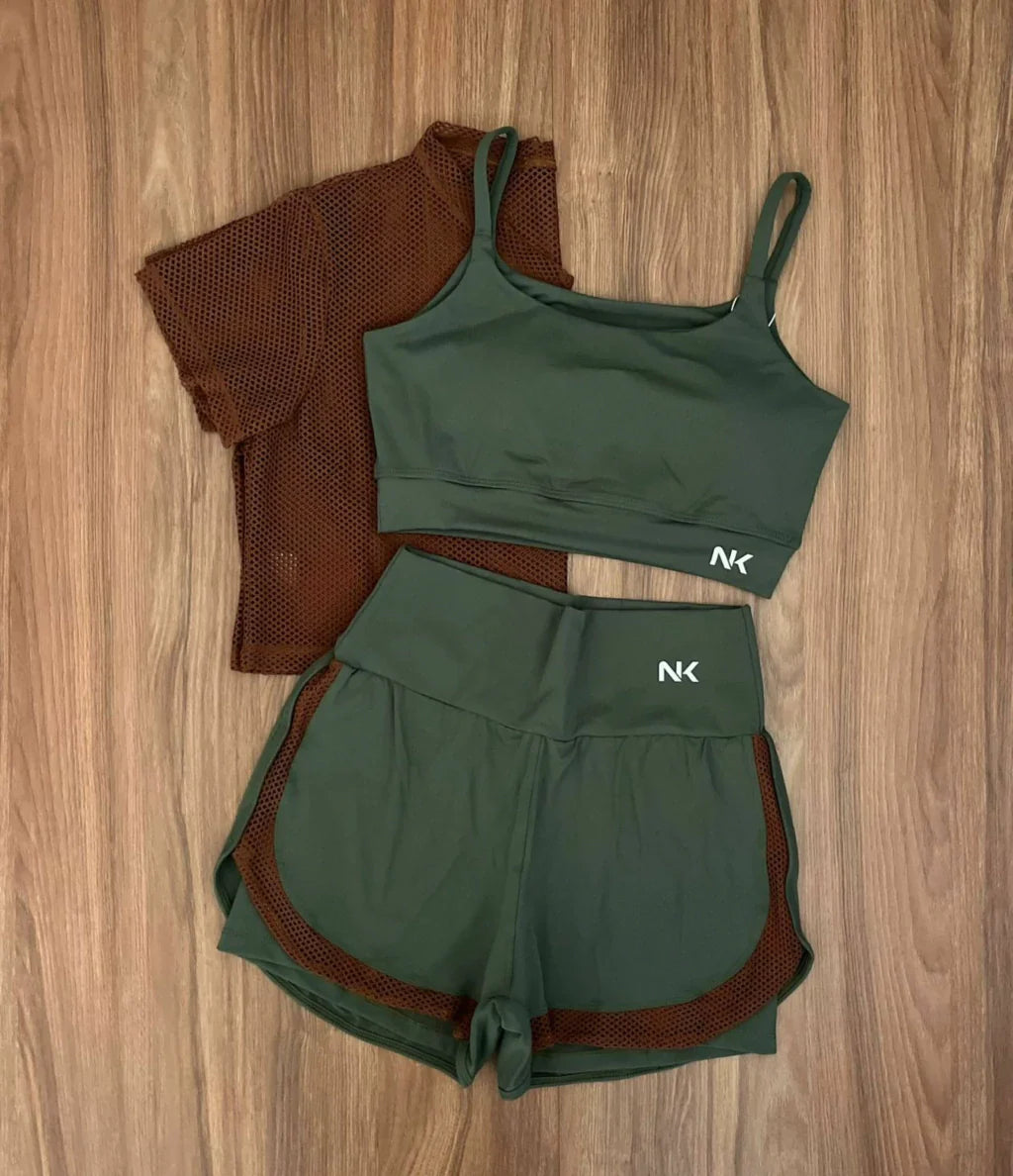 Conjunto 3 Peças Short Duplo + Cropped e Top - Frete Grátis 2