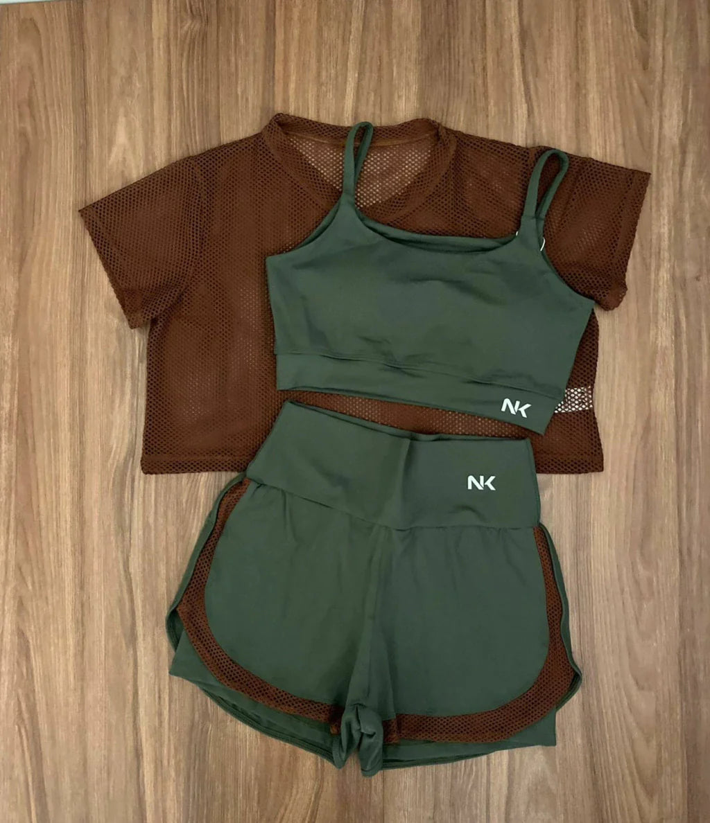 Conjunto 3 Peças Short Duplo + Cropped e Top - Frete Grátis 2