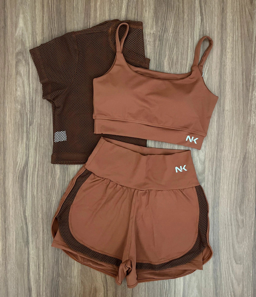 Conjunto 3 Peças Short Duplo + Cropped e Top - Frete Grátis 2