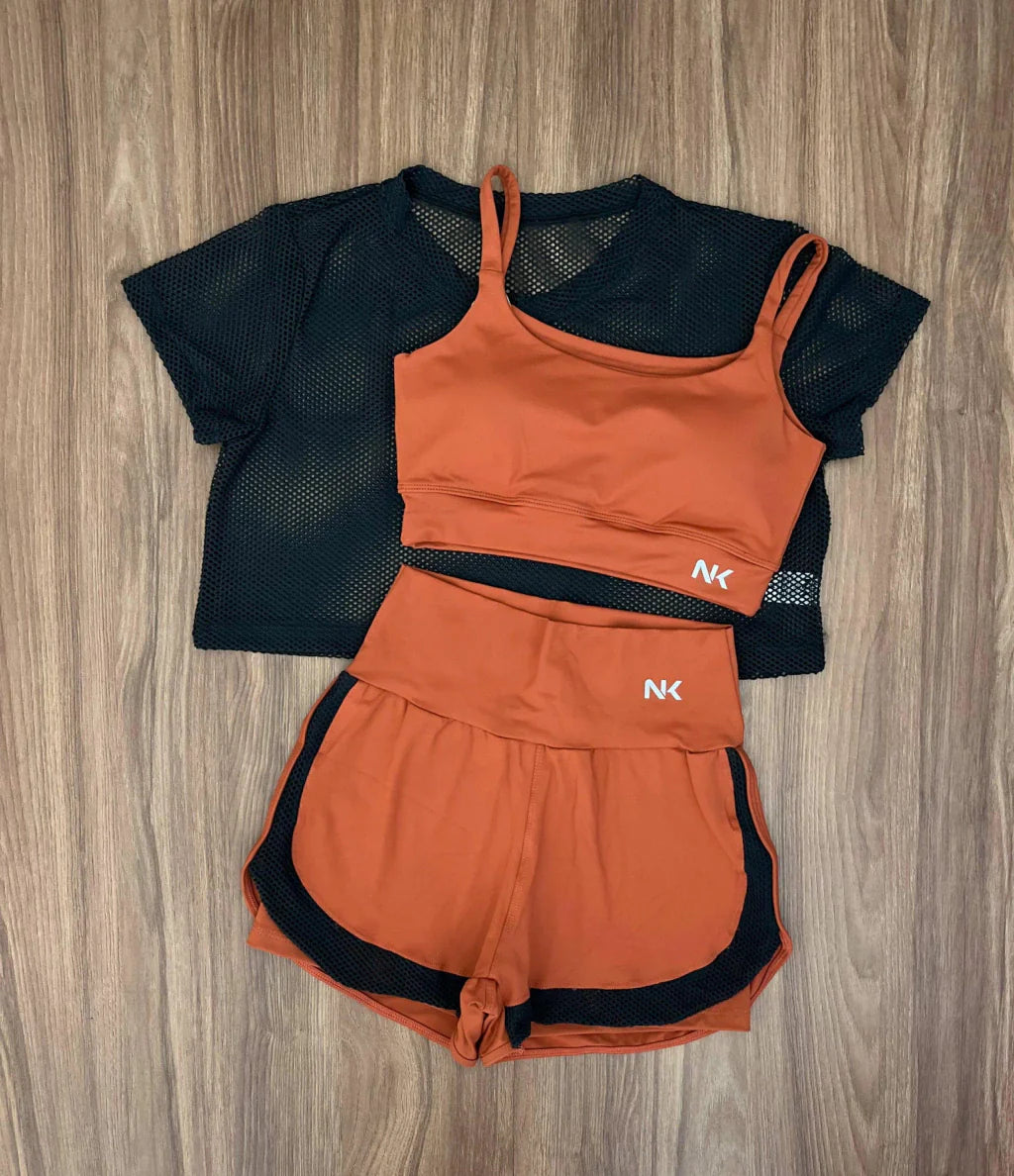 Conjunto 3 Peças Short Duplo + Cropped e Top - Frete Grátis 2