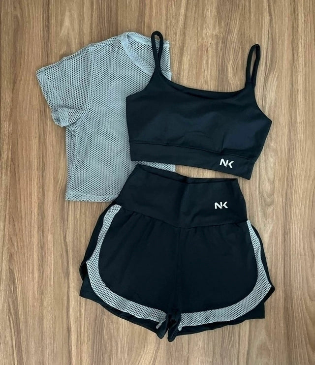 Conjunto 3 Peças Short Duplo + Cropped e Top - Frete Grátis 2