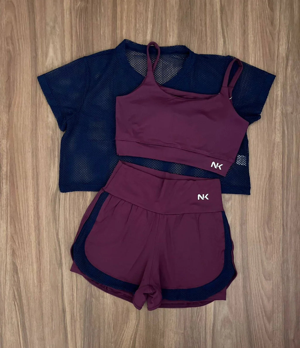 Conjunto 3 Peças Short Duplo + Cropped e Top - Frete Grátis 2