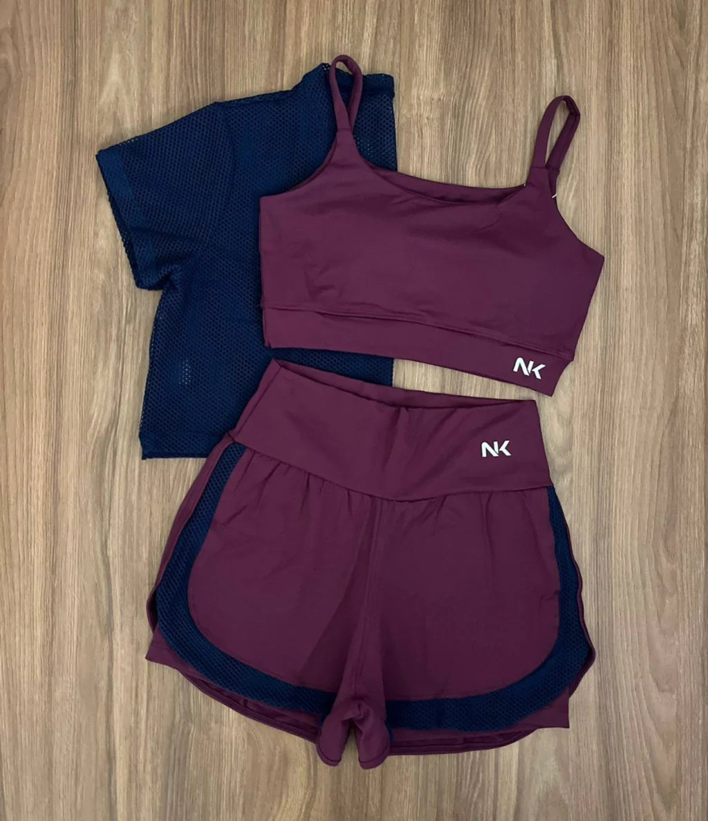 Conjunto 3 Peças Short Duplo + Cropped e Top - Frete Grátis 2