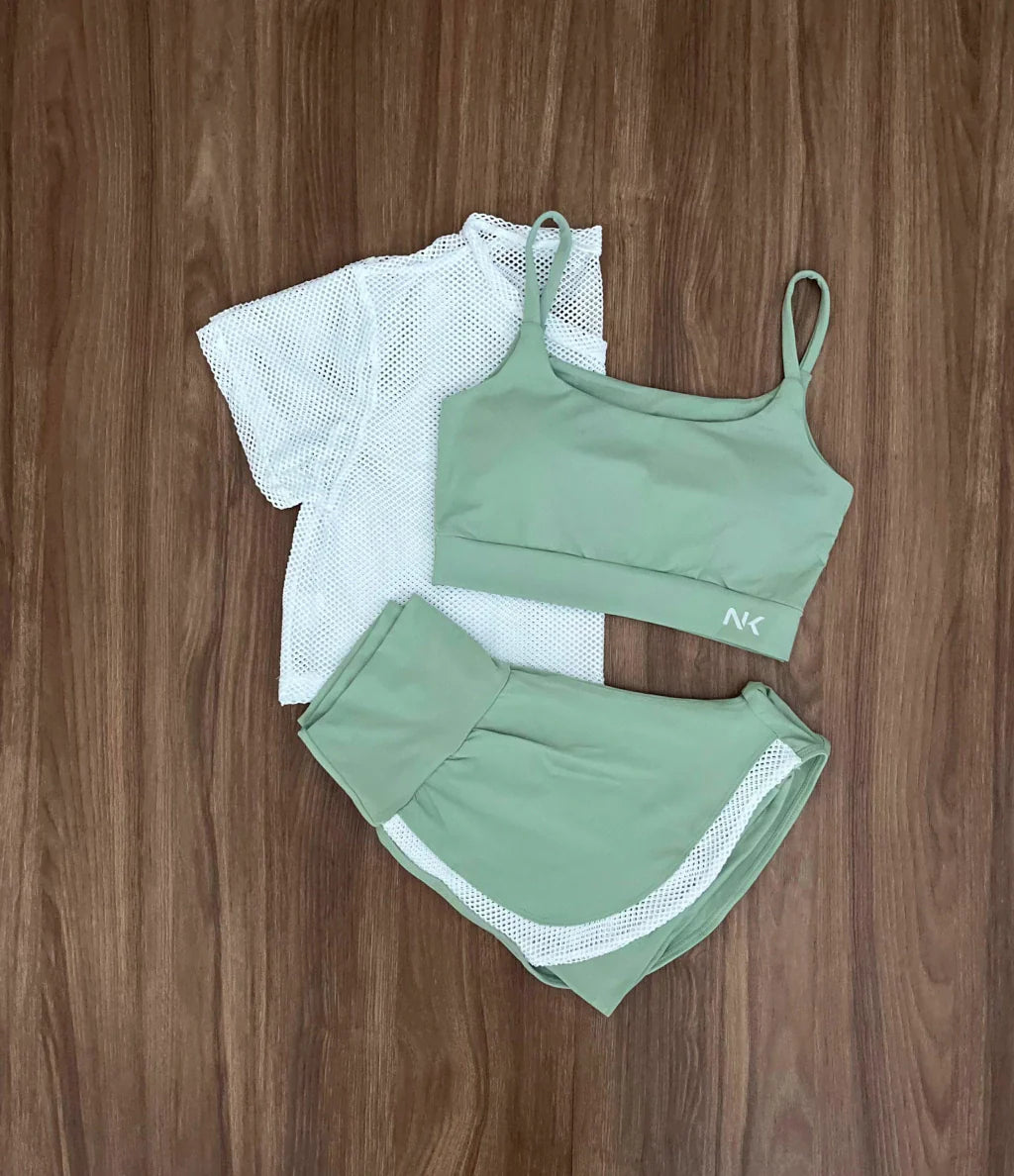 Conjunto 3 Peças Short Duplo + Cropped e Top - Frete Grátis 2