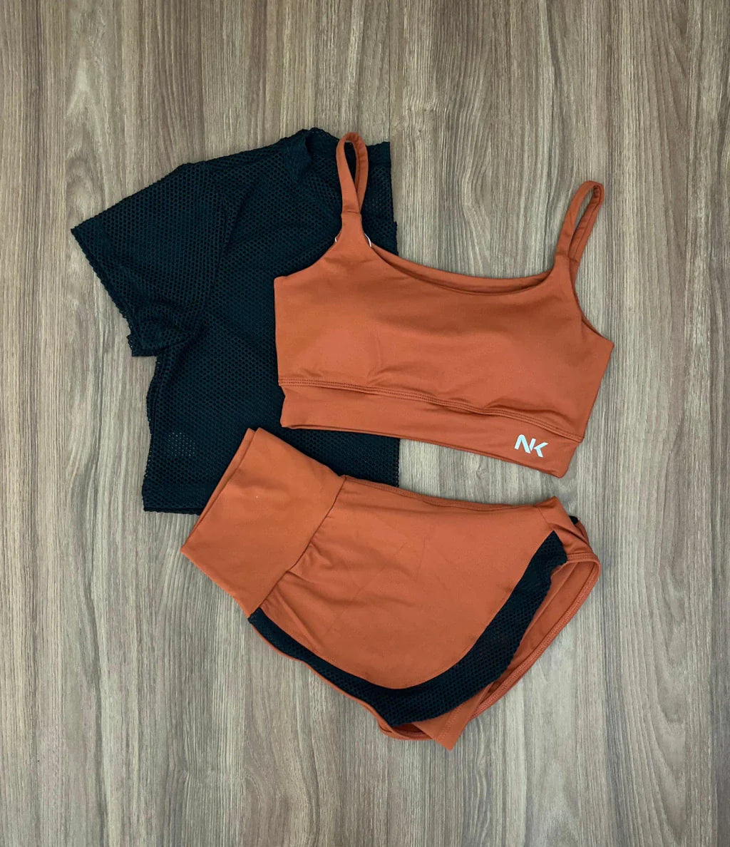 Conjunto 3 Peças Short Duplo + Cropped e Top - Frete Grátis 2