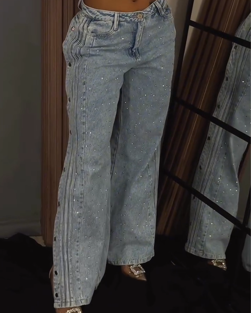 Calça Jeans Diamond Buckle
