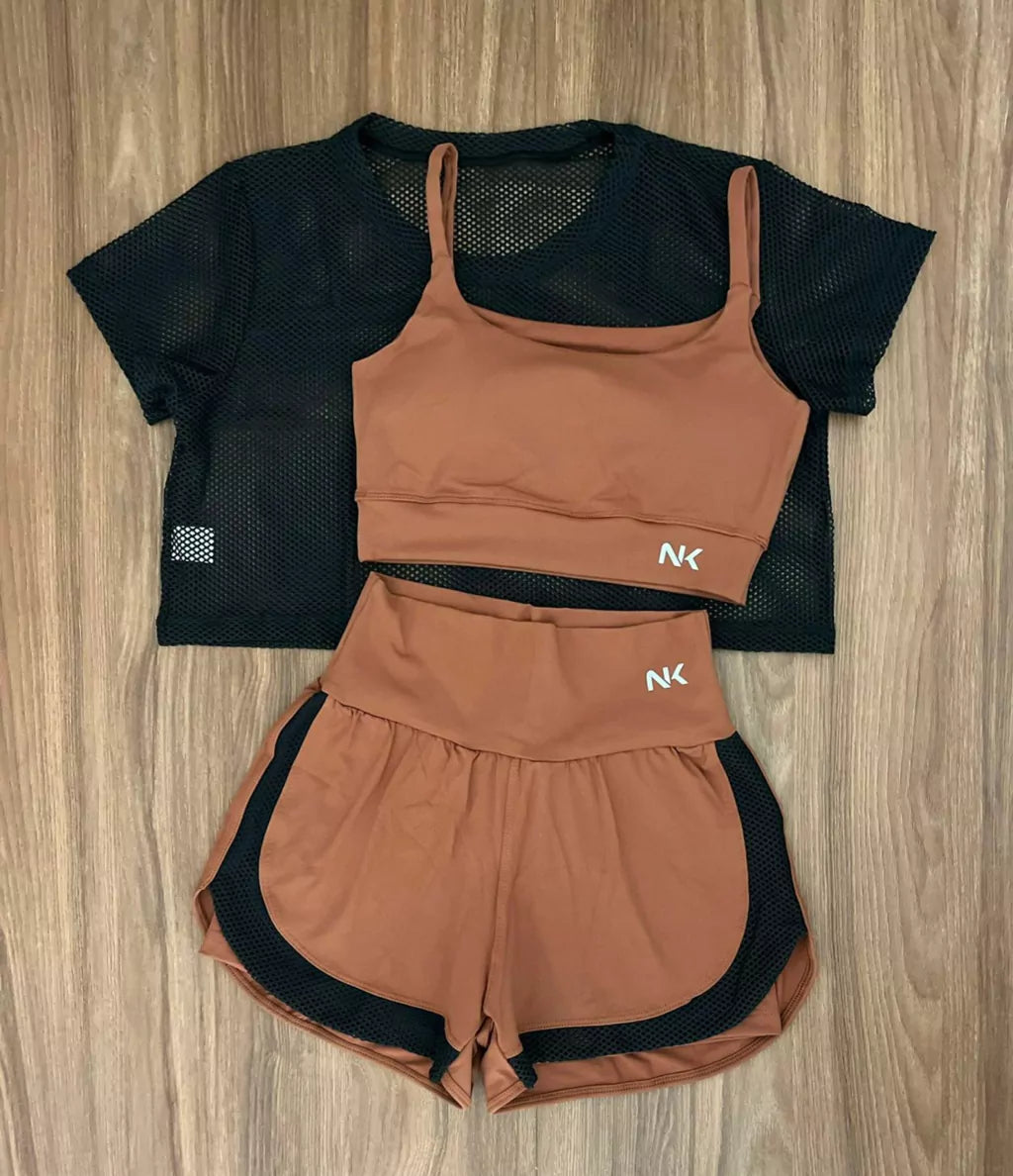 Conjunto 3 Peças Short Duplo + Cropped e Top - Frete Grátis 2