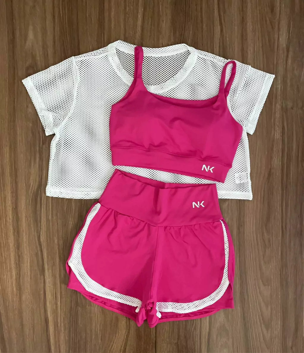 Conjunto 3 Peças Short Duplo + Cropped e Top - Frete Grátis 2