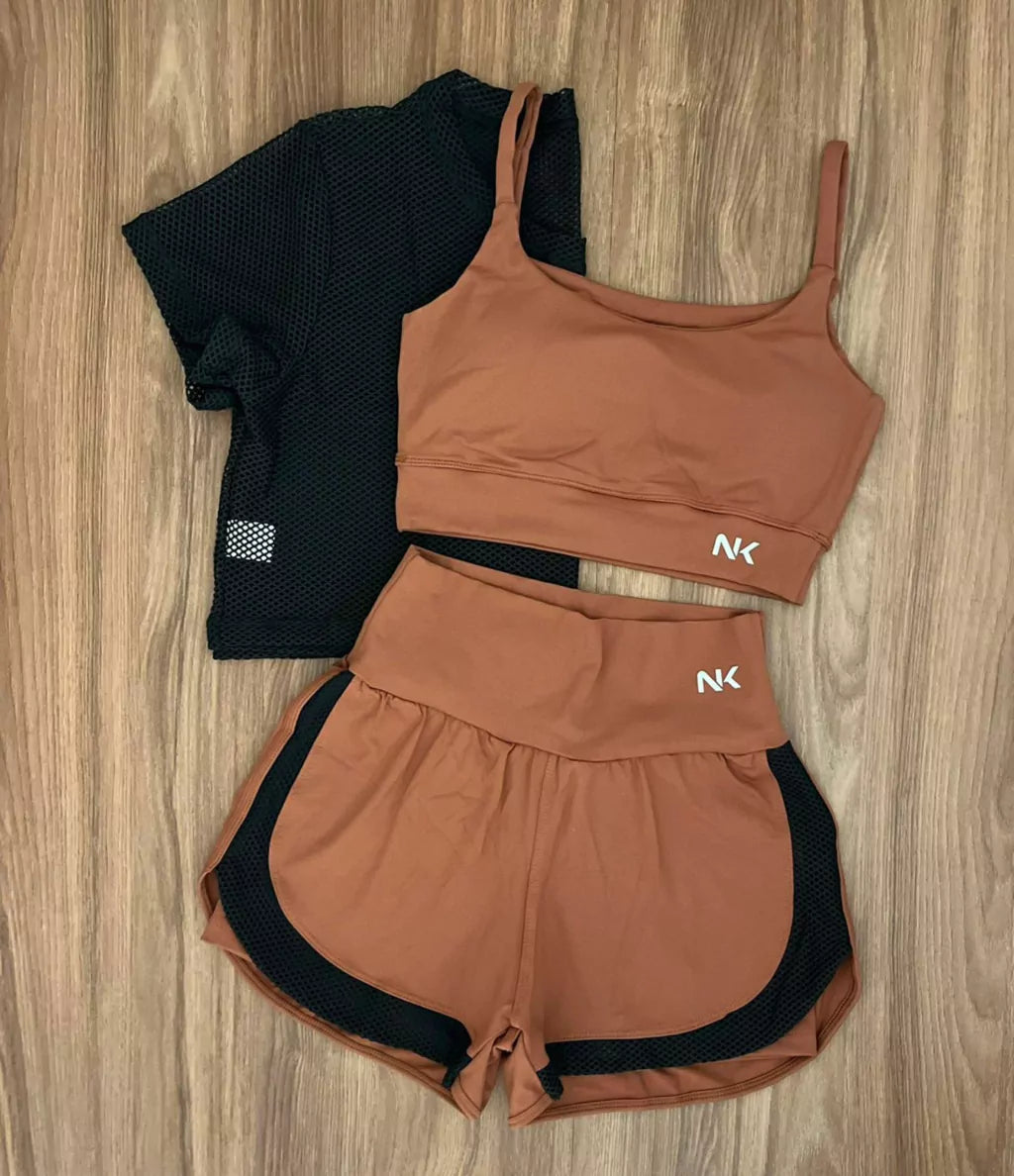 Conjunto 3 Peças Short Duplo + Cropped e Top - Frete Grátis 2