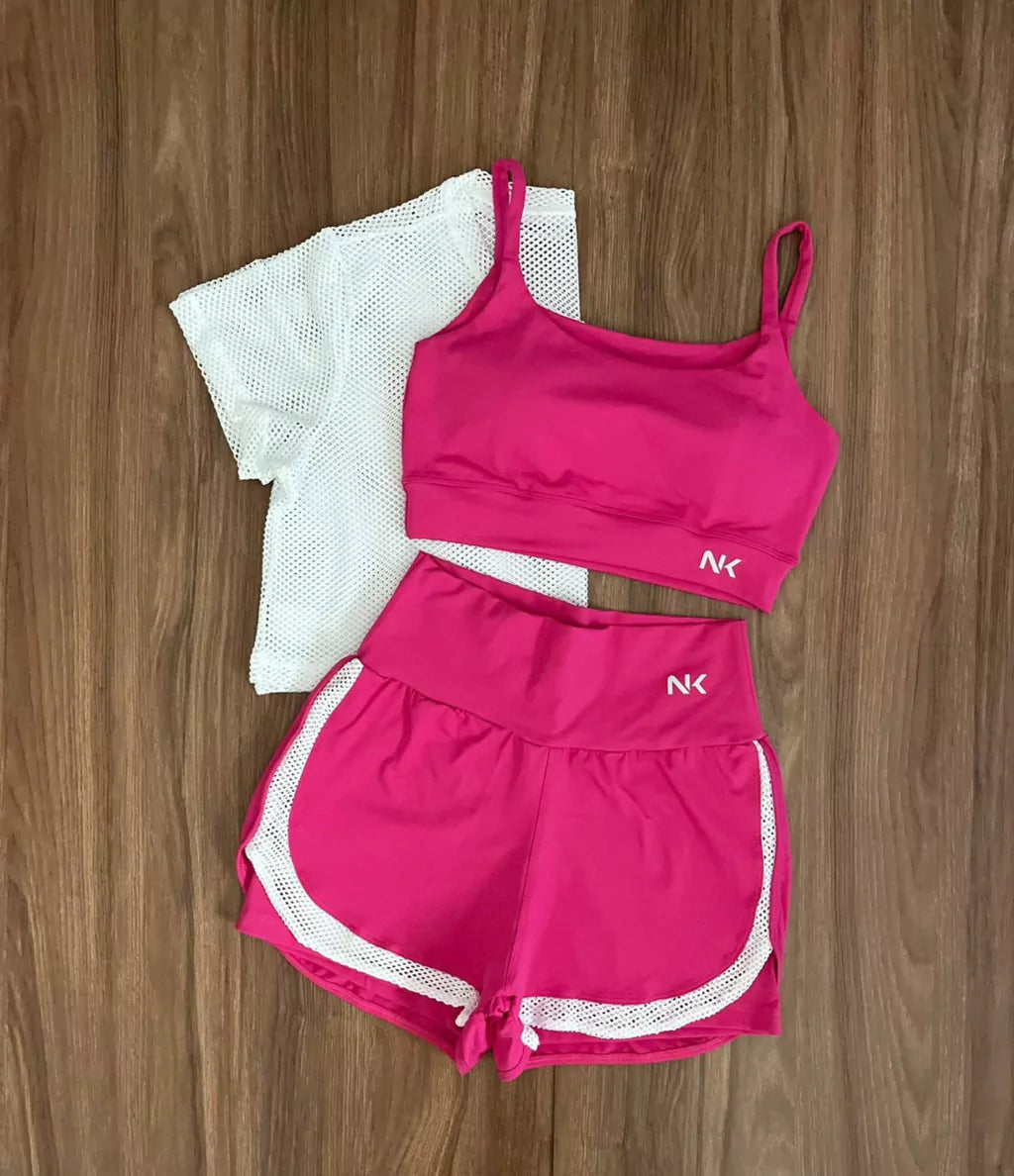Conjunto 3 Peças Short Duplo + Cropped e Top - Frete Grátis 2