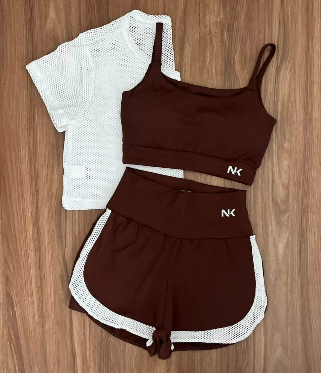 Conjunto 3 Peças Short Duplo + Cropped e Top - Frete Grátis 2