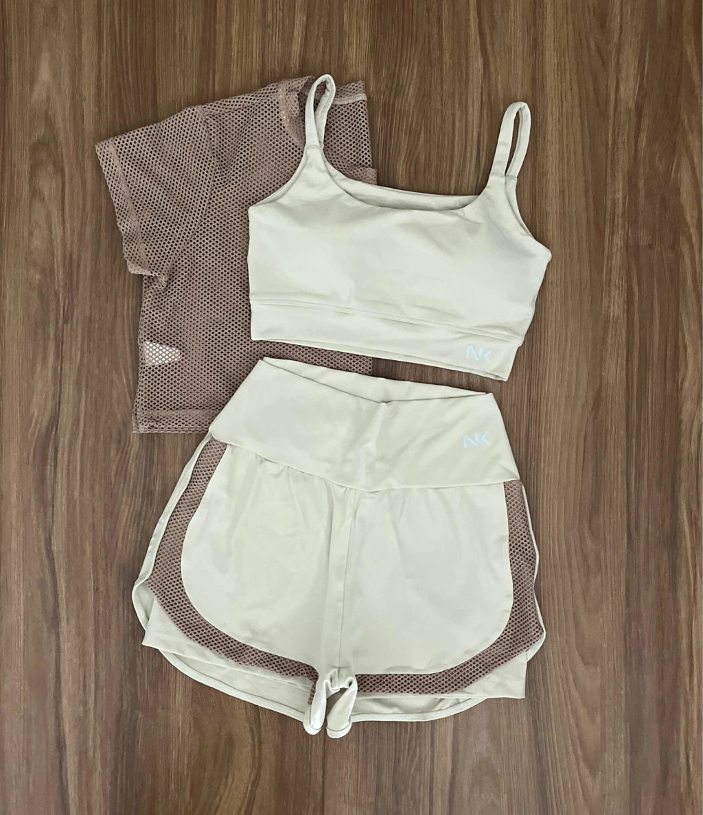 Conjunto 3 Peças Short Duplo + Cropped e Top - Frete Grátis 2