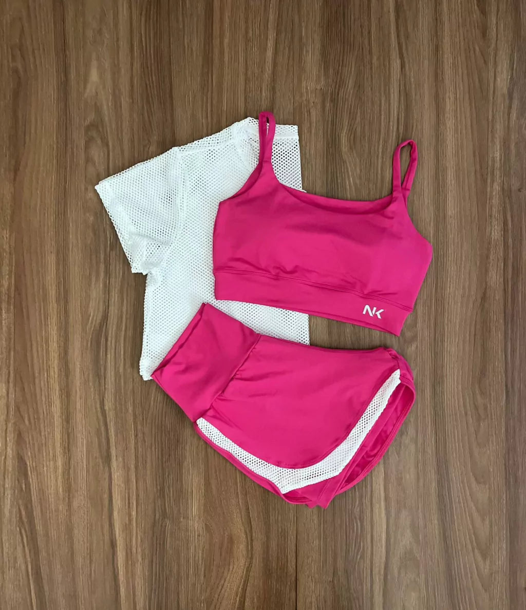 Conjunto 3 Peças Short Duplo + Cropped e Top - Frete Grátis 2