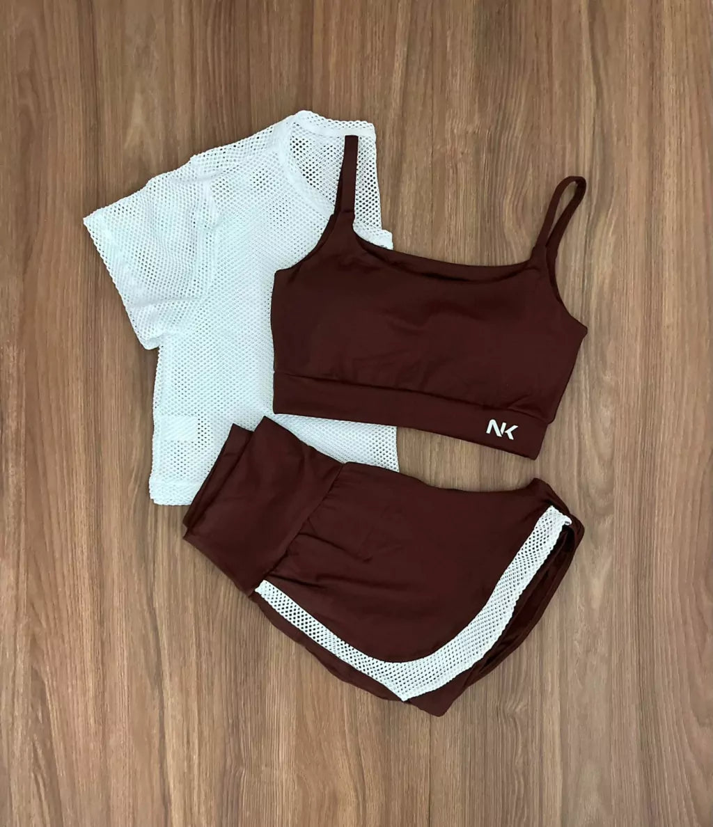Conjunto 3 Peças Short Duplo + Cropped e Top - Frete Grátis 2