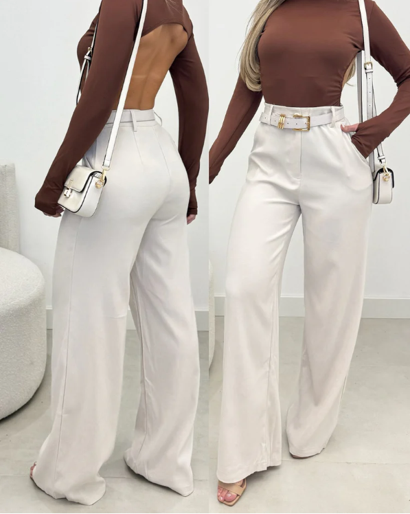 Kit 2 Calças Pantalona em Alfaiataria - Acompanha Cinto (Promoção da Semana)