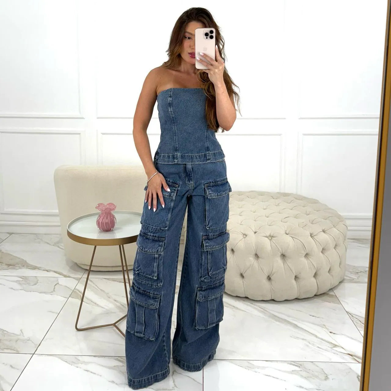 Conjunto 2 Peças Cropped + Calça Cargo - Queima de Estoque