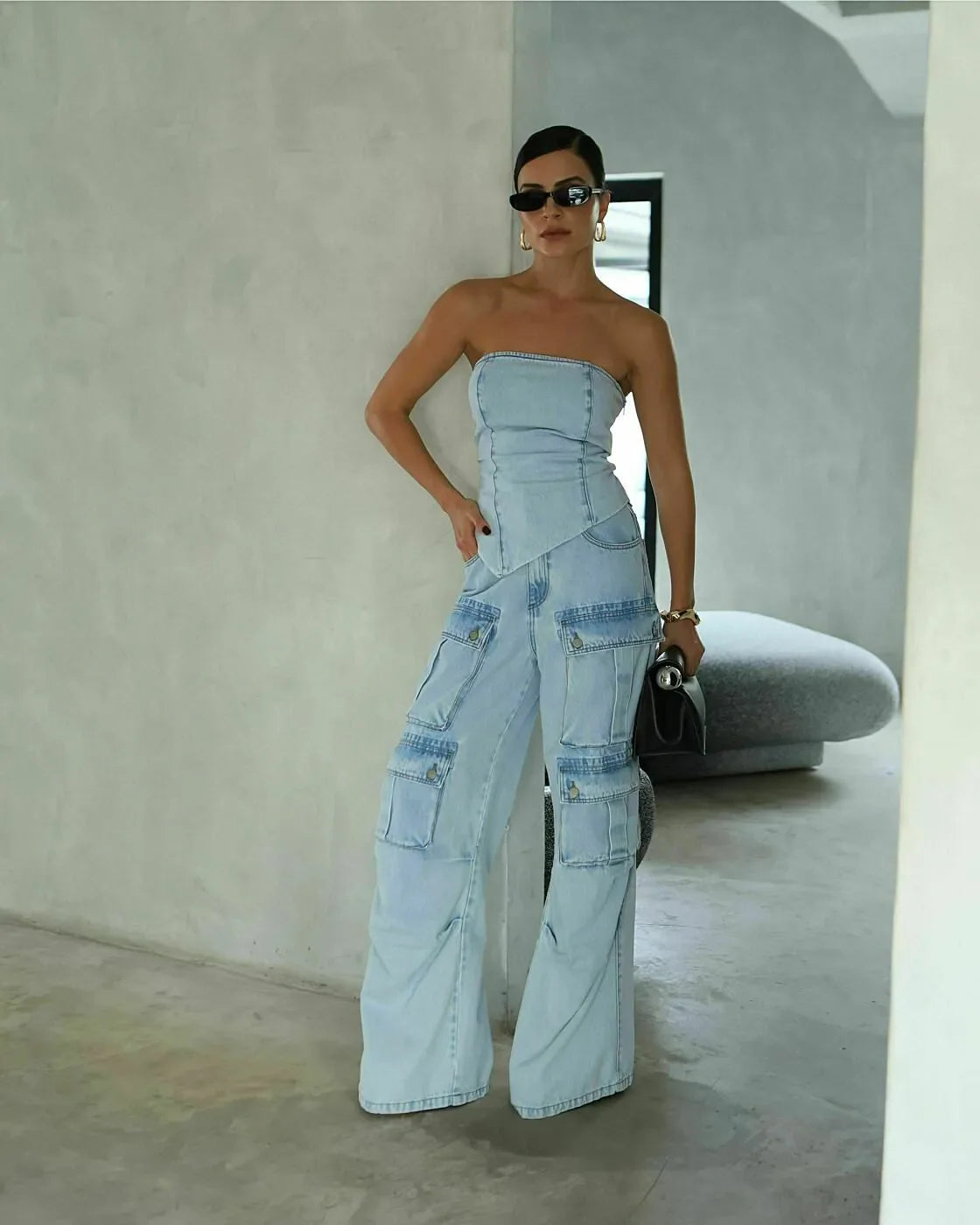 Conjunto 2 Peças Cropped + Calça Cargo - Queima de Estoque