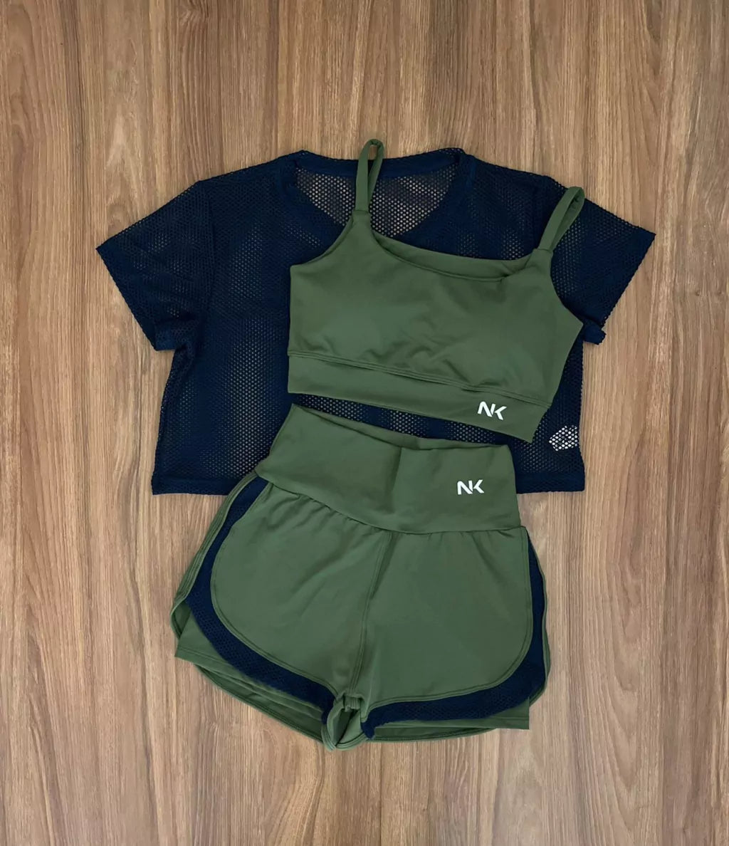 Conjunto 3 Peças Short Duplo + Cropped e Top - Frete Grátis 2