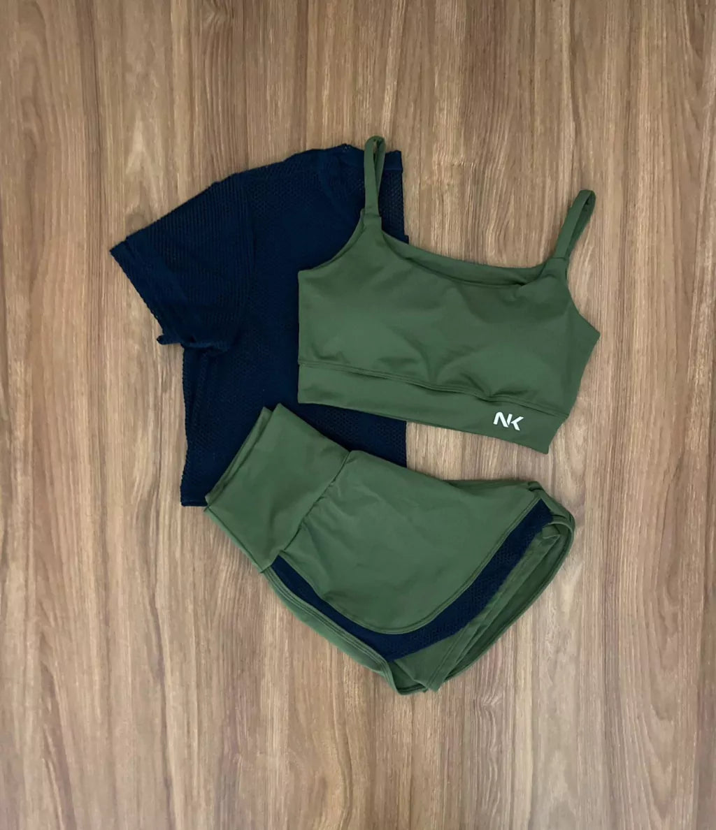 Conjunto 3 Peças Short Duplo + Cropped e Top - Frete Grátis 2
