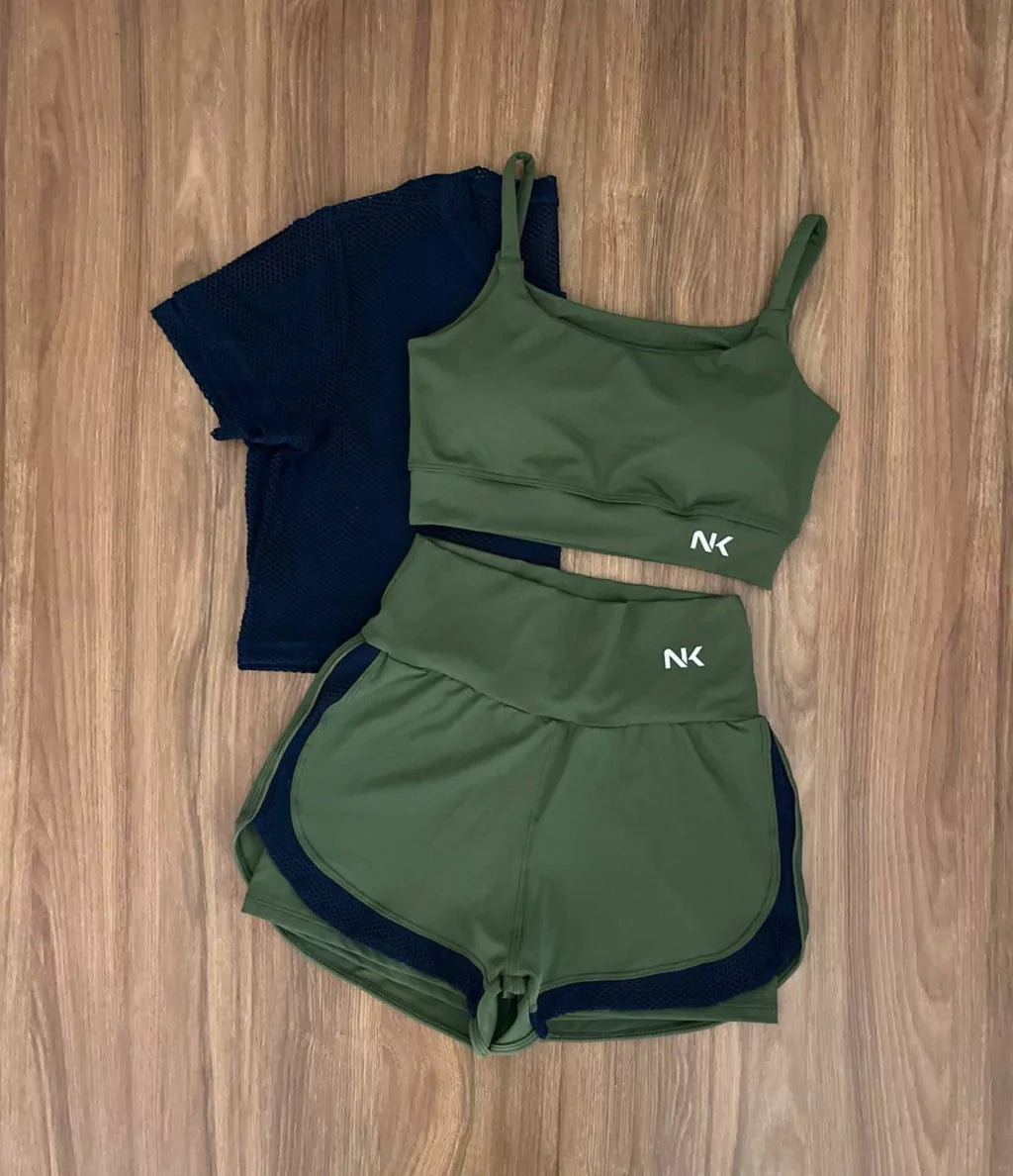 Conjunto 3 Peças Short Duplo + Cropped e Top - Frete Grátis 2
