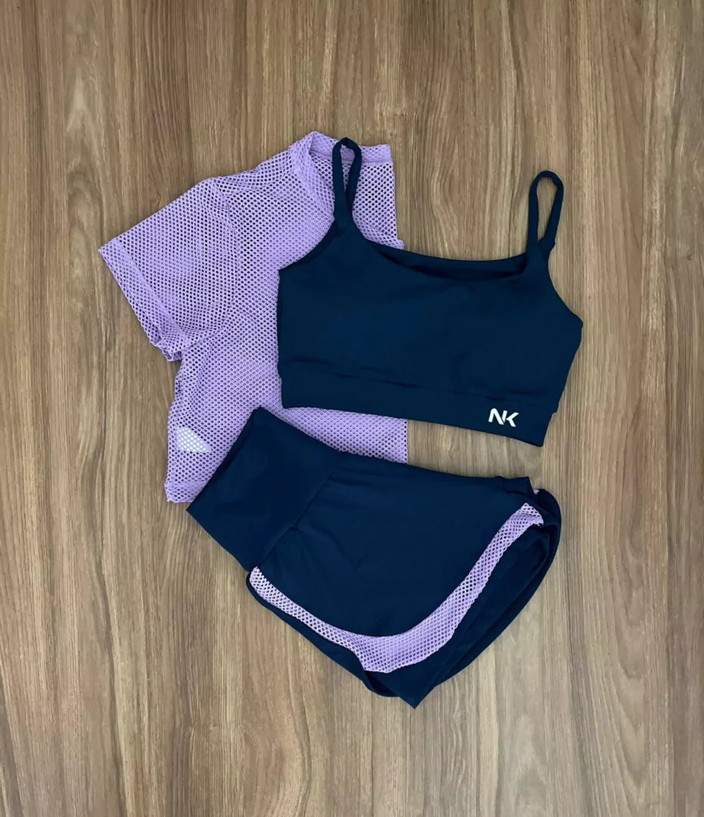 Conjunto 3 Peças Short Duplo + Cropped e Top - Frete Grátis 2