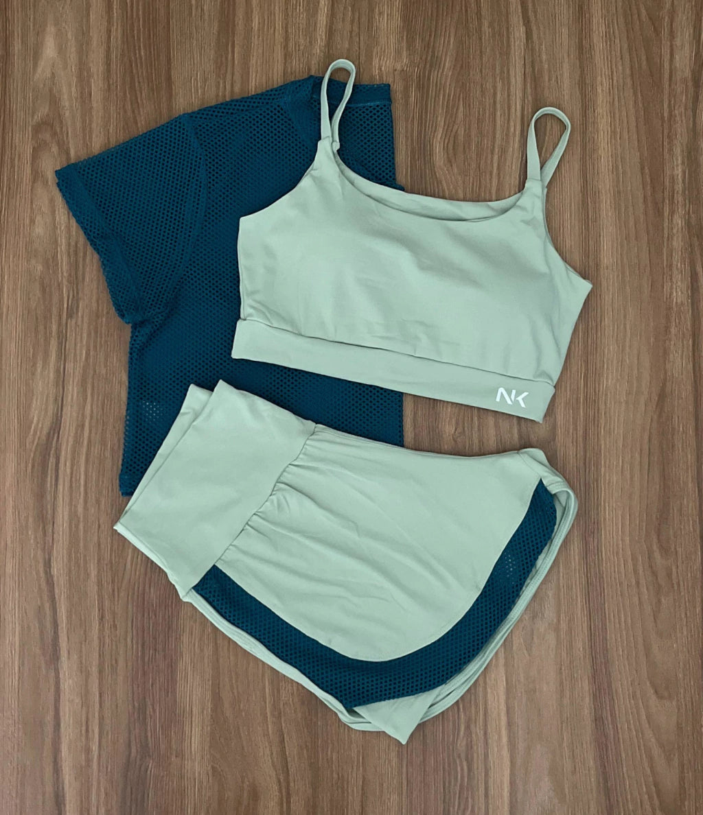 Conjunto 3 Peças Short Duplo + Cropped e Top - Frete Grátis 2
