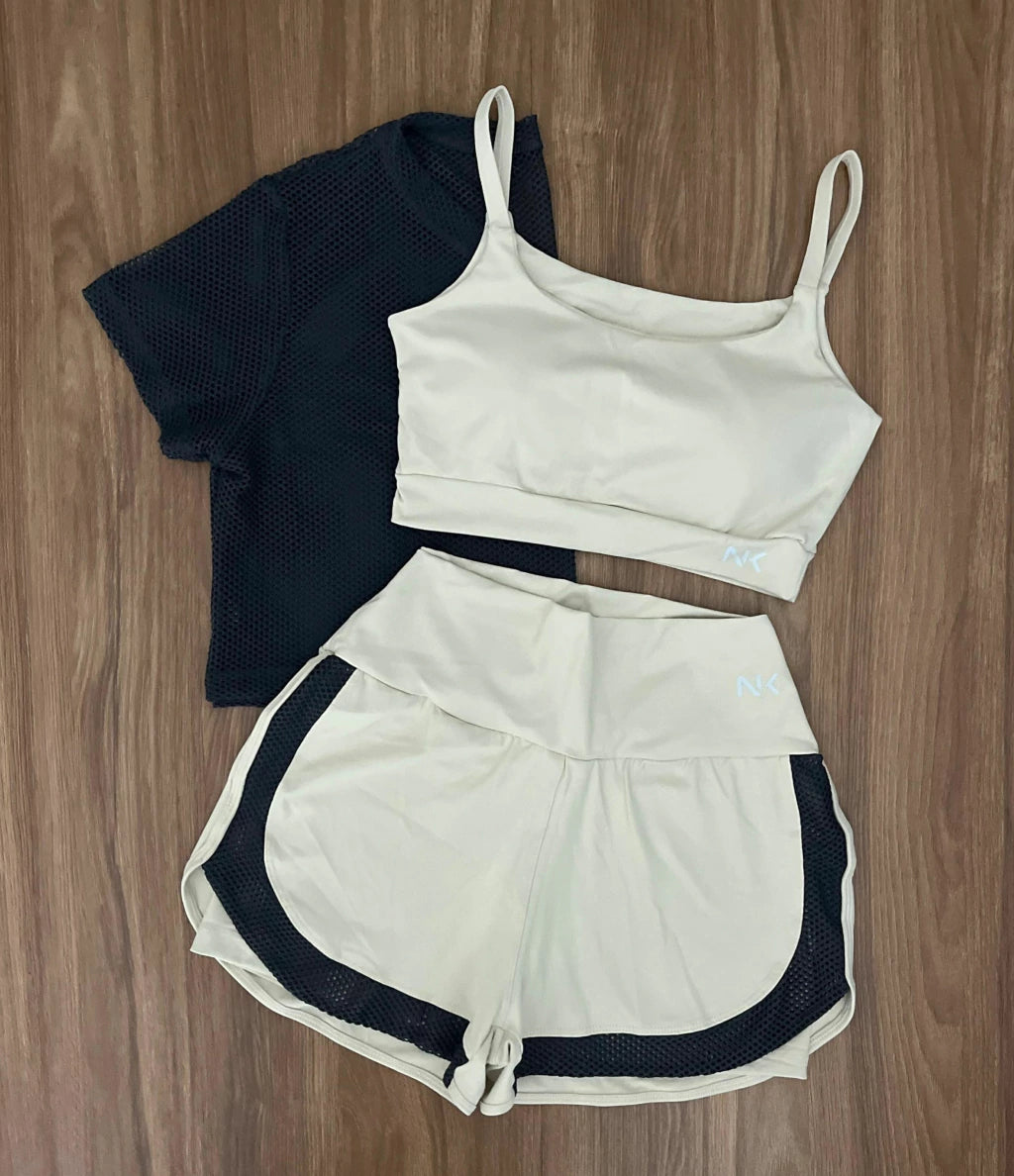 Conjunto 3 Peças Short Duplo + Cropped e Top - Frete Grátis 2