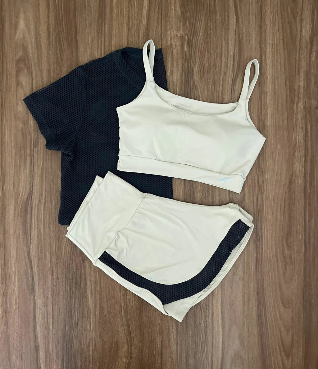 Conjunto 3 Peças Short Duplo + Cropped e Top - Frete Grátis 2
