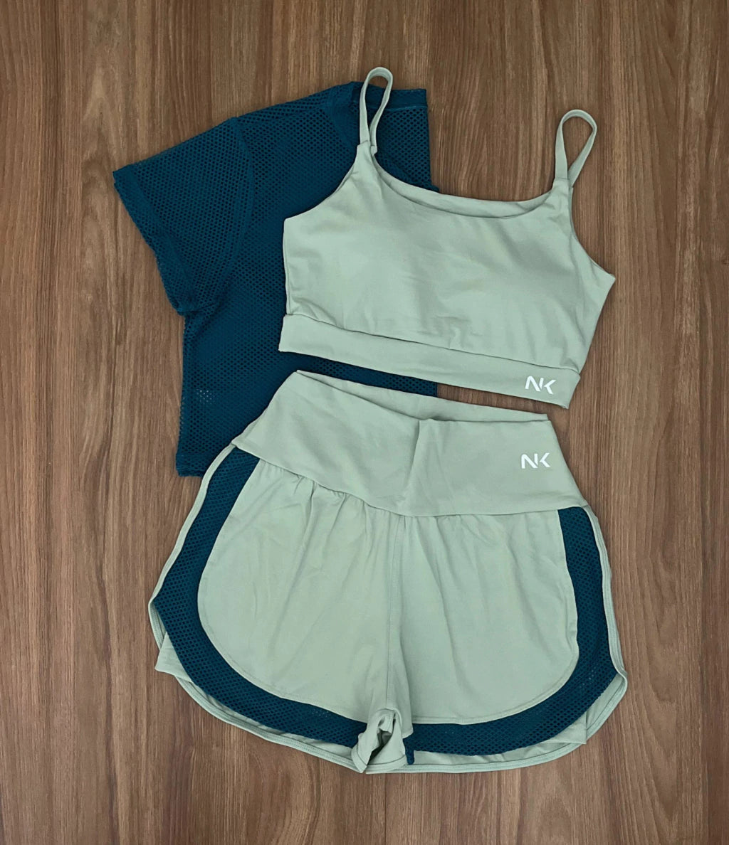 Conjunto 3 Peças Short Duplo + Cropped e Top - Frete Grátis 2