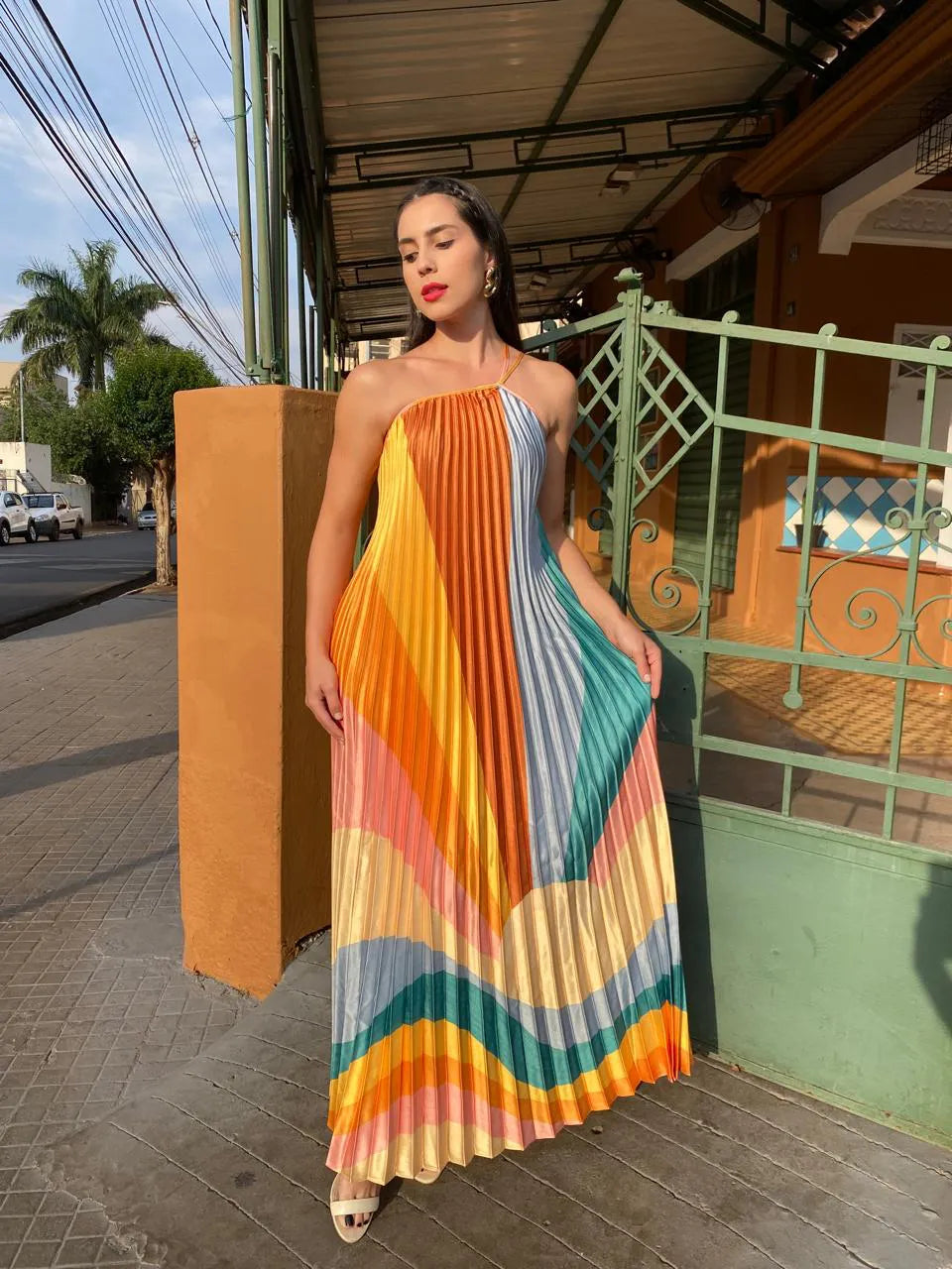 Vestido Plissado Paisagem Carioca