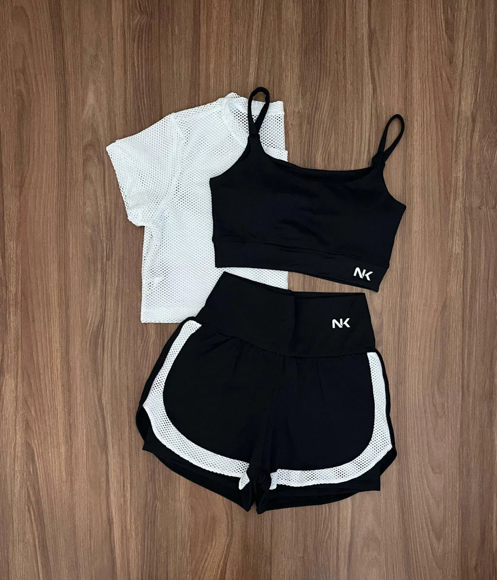 Conjunto 3 Peças Short Duplo + Cropped e Top - Frete Grátis 2