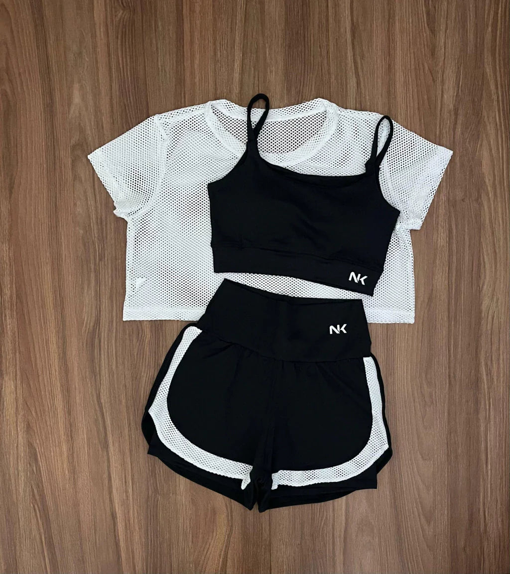 Conjunto 3 Peças Short Duplo + Cropped e Top - Frete Grátis 2
