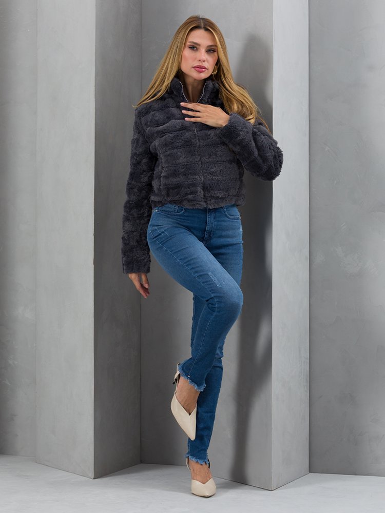 Jaqueta Feminina Nylon Puffer Gola Alta