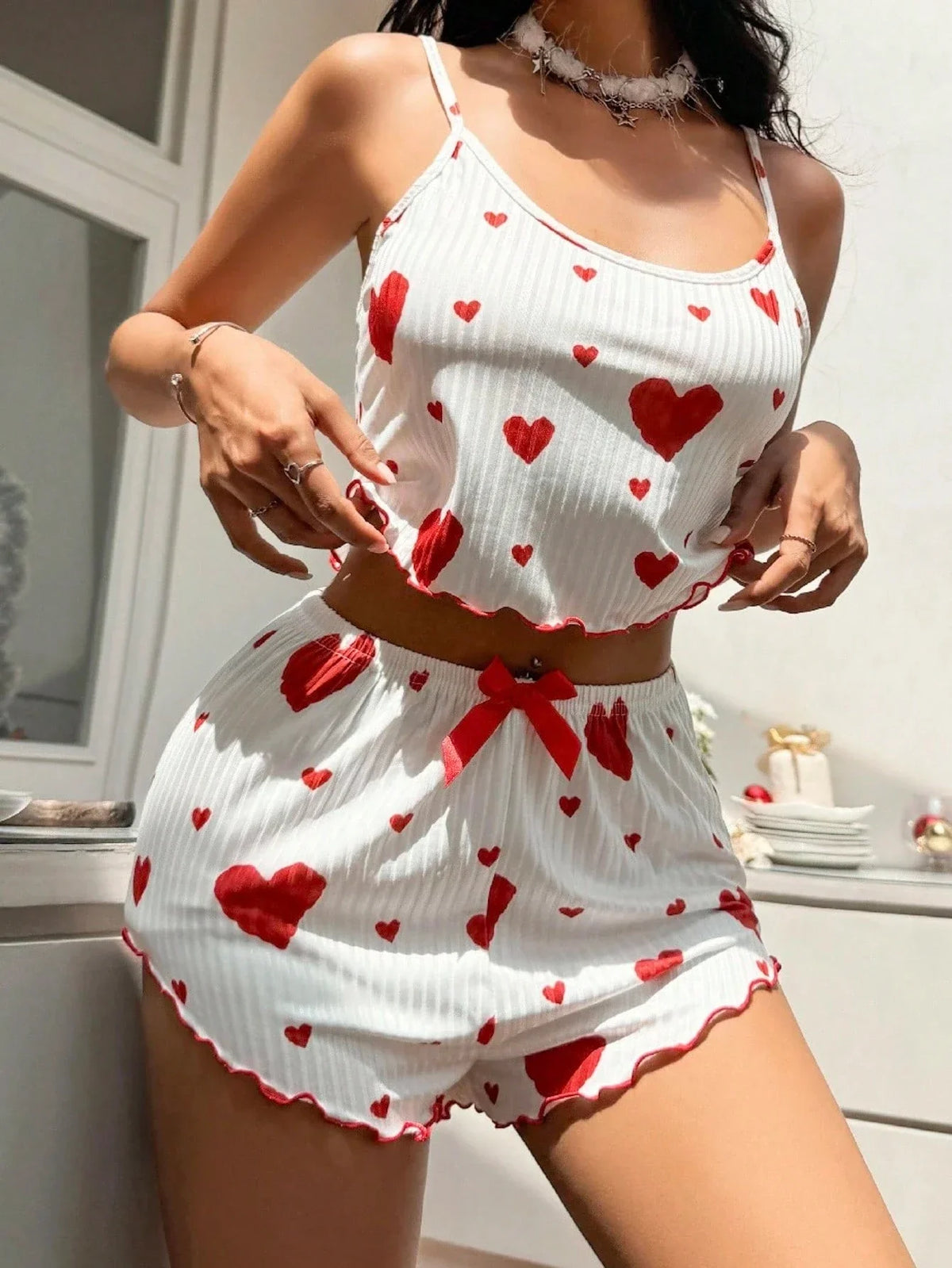 Baby Doll Feminino “Corações” – Kit com 5 Peças