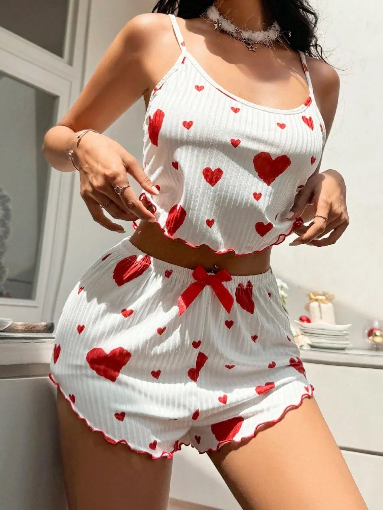 Baby Doll Feminino “Corações” – Kit com 5 Peças