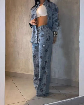 Conjunto Jeans Crystal Couture