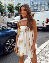 Vestido Mini Floral com Babados