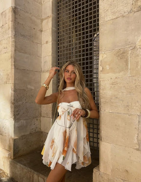 Vestido Mini Floral com Babados