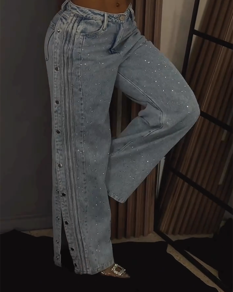 Calça Jeans Diamond Buckle