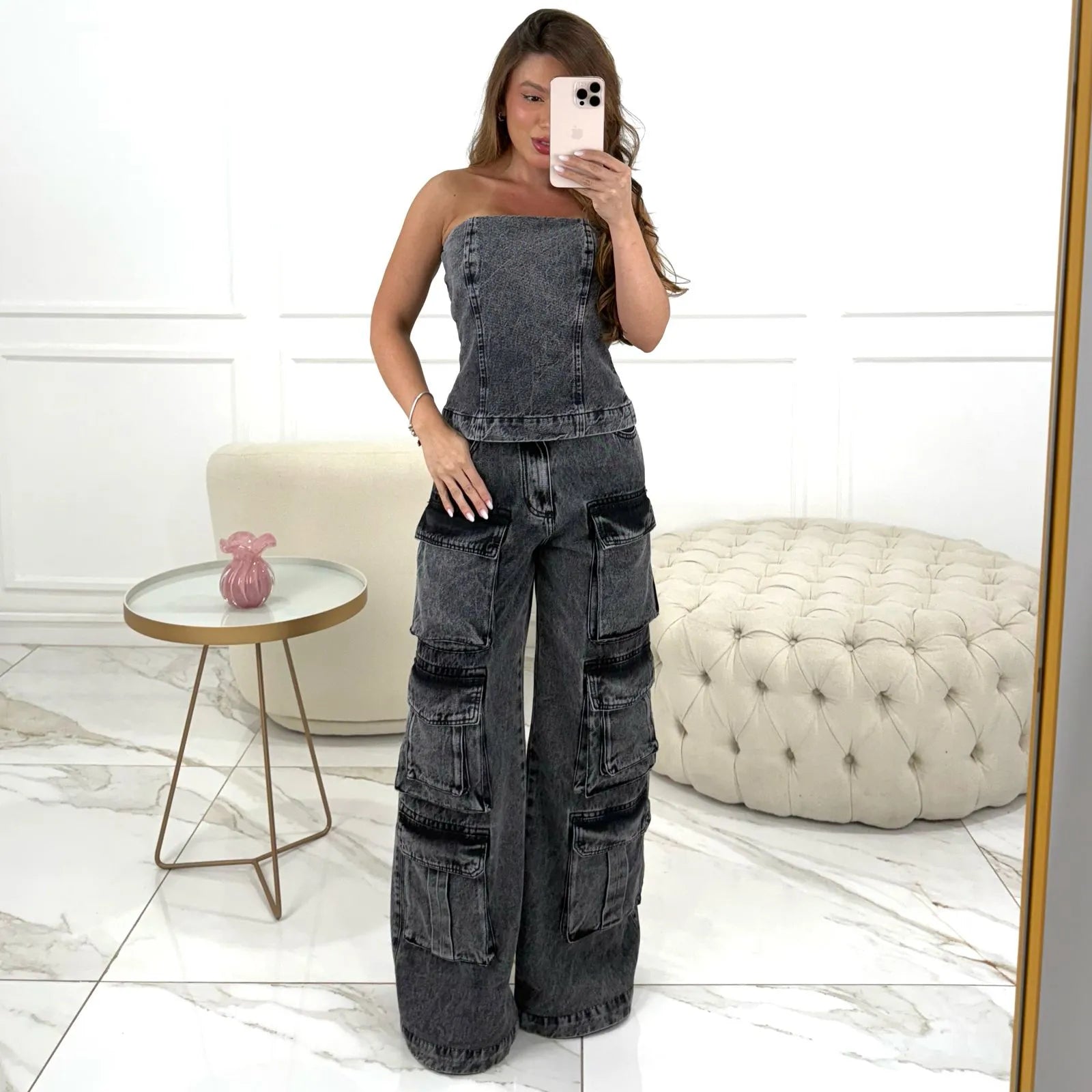 Conjunto 2 Peças Cropped + Calça Cargo - Queima de Estoque