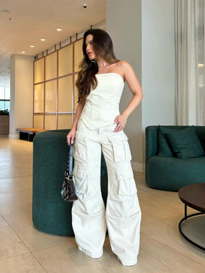 Conjunto 2 Peças Cropped + Calça Cargo - Queima de Estoque