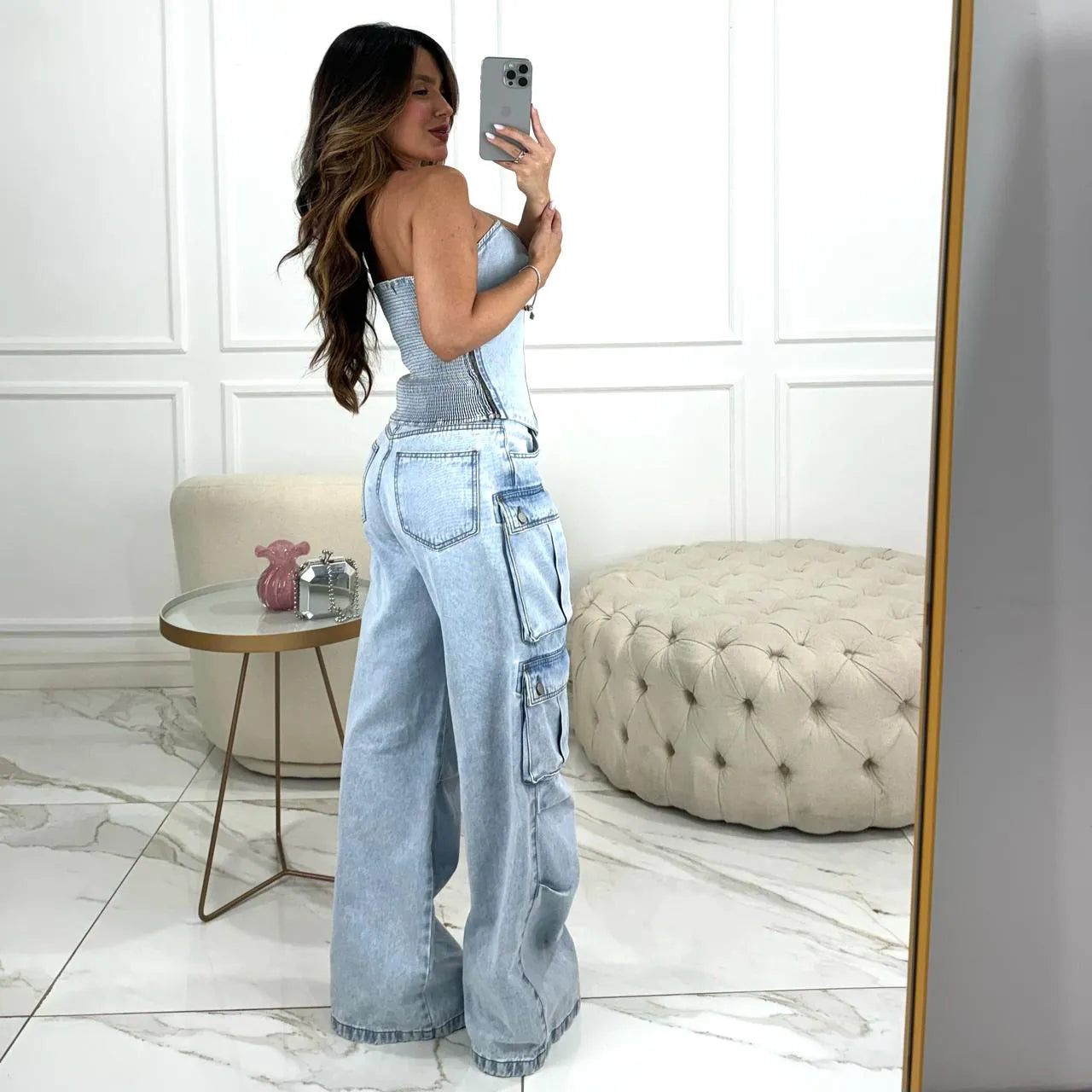 Conjunto 2 Peças Cropped + Calça Cargo - Queima de Estoque